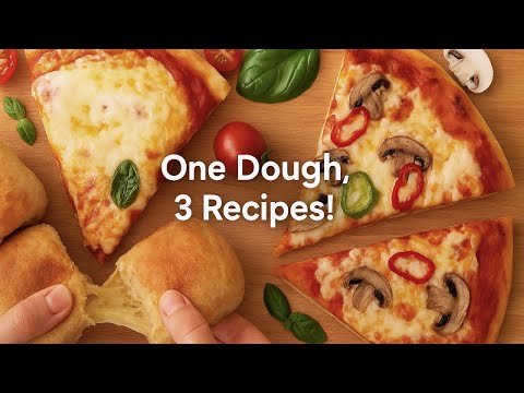 Whole Wheat Pizza Dough for Three Recipes (Pizzas & Garlic Buns)