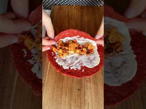 2-Ingredient Pink Tortillas With No Oil Tofu Filling | Easy Vegan Wrap