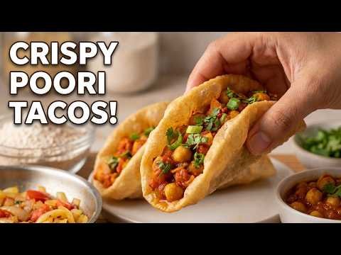 Crispy Poori Taco with Chickpea Filling | Indian Street Food Twist