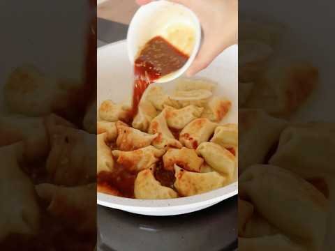 Saucy Crispy Pan Fried Momo with Soy-Sesame Glaze