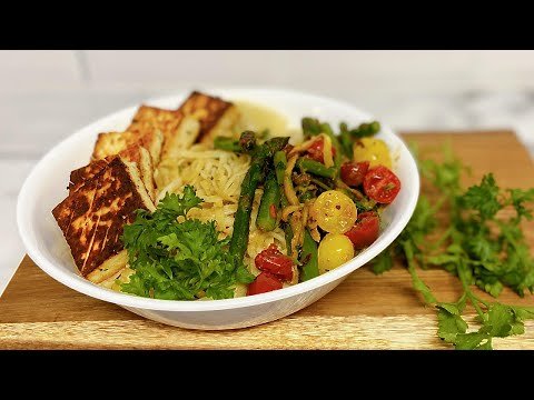 15-Minute Vegan Pasta Bowl with Tofu & Asparagus