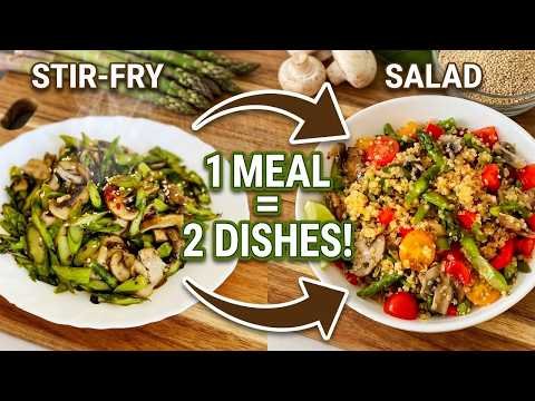 Mushroom and Asparagus Stir-Fry & Quinoa Salad Combo
