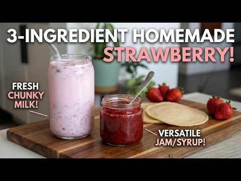 If You Have Strawberries 🍓 Make This Strawberry Milk Instead of Buying It from Store