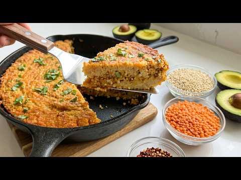 High Protein Lentil Quinoa Tofu Bake