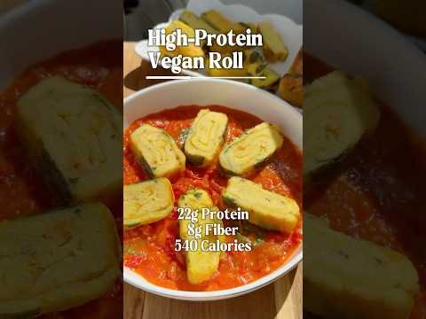 Mung Bean Tofu Tamagoyaki Rolls with Tomato Basil Gravy