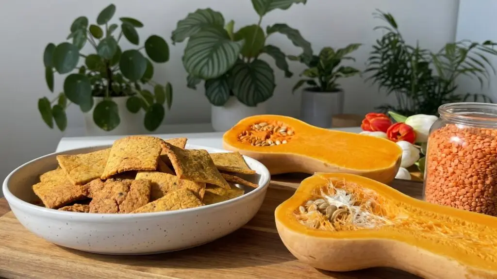 High Protein Butternut Squash & Red Lentil Crackers