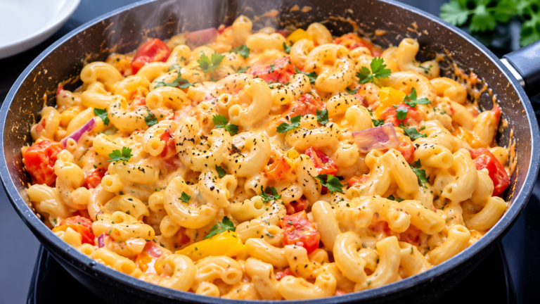 Ultra Creamy Macaroni Pasta with Tomato Sauce & Veggies
