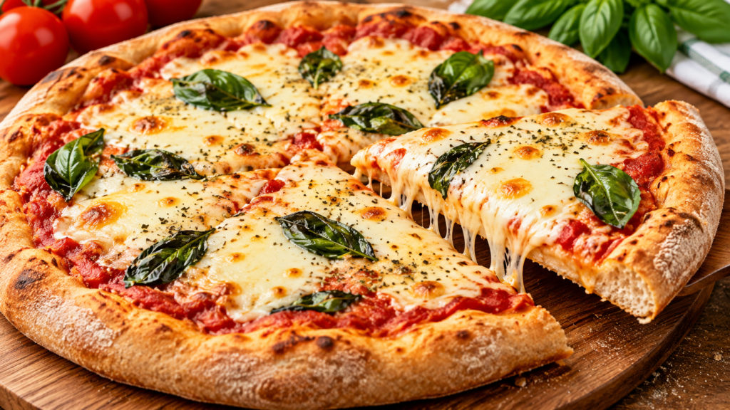 100% Whole Wheat Artisan Pizza | Fresh Mozzarella & Basil with Bakery Style Crust